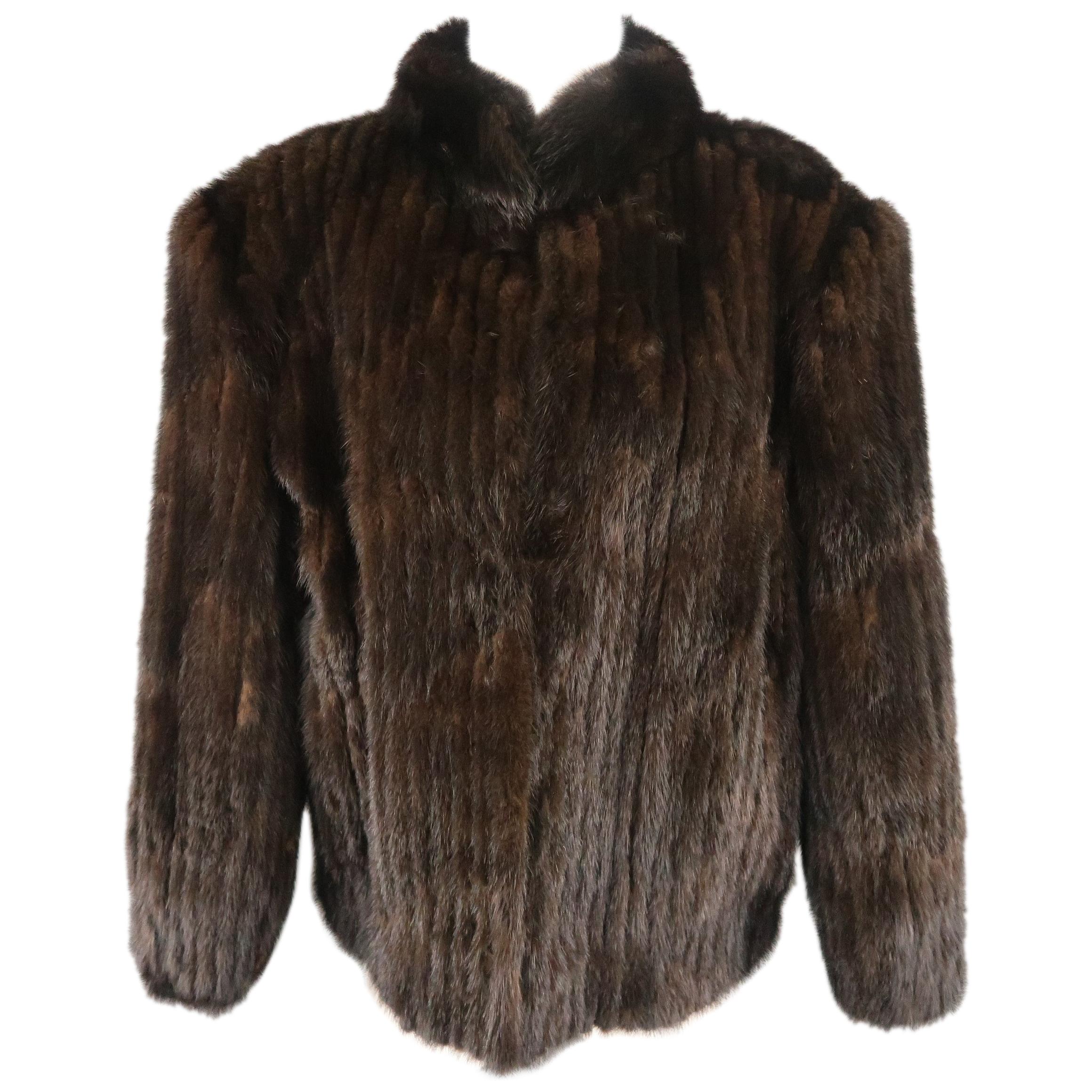  Vintage SAGA Size L Dark Brown Mink Fur Coat