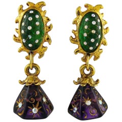 Claire Deve Vintage Celestial Jewelled Dangling Earrings