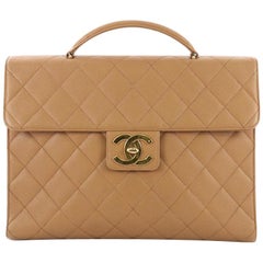 Chanel Vintage CC Briefcase Quilted Caviar Large
