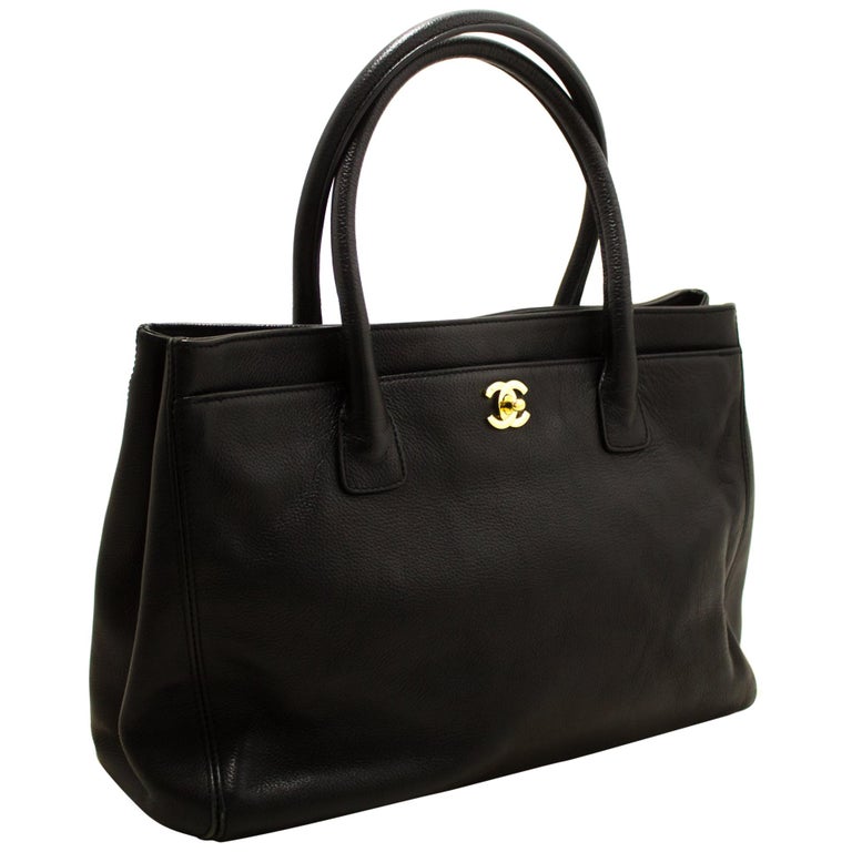 CHANEL Executive Tote Caviar Shoulder Bag Handbag Black Gold For Sale ...