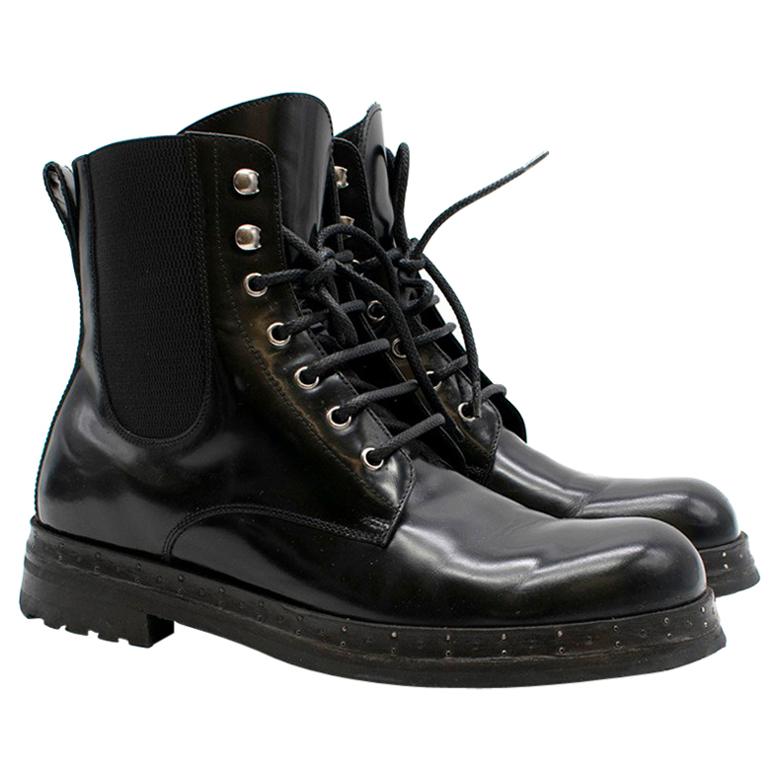 Dolce & Gabbana Black Patent-Leather Boots For Sale