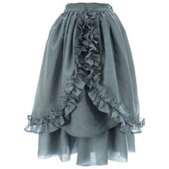 Gonna a ruota in organza di Dolce & Gabbana color menta con volant, anni '80 ca.
