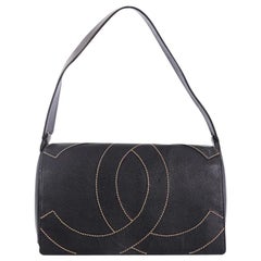 Chanel CC Stitch Flap Shoulder Bag Caviar Medium