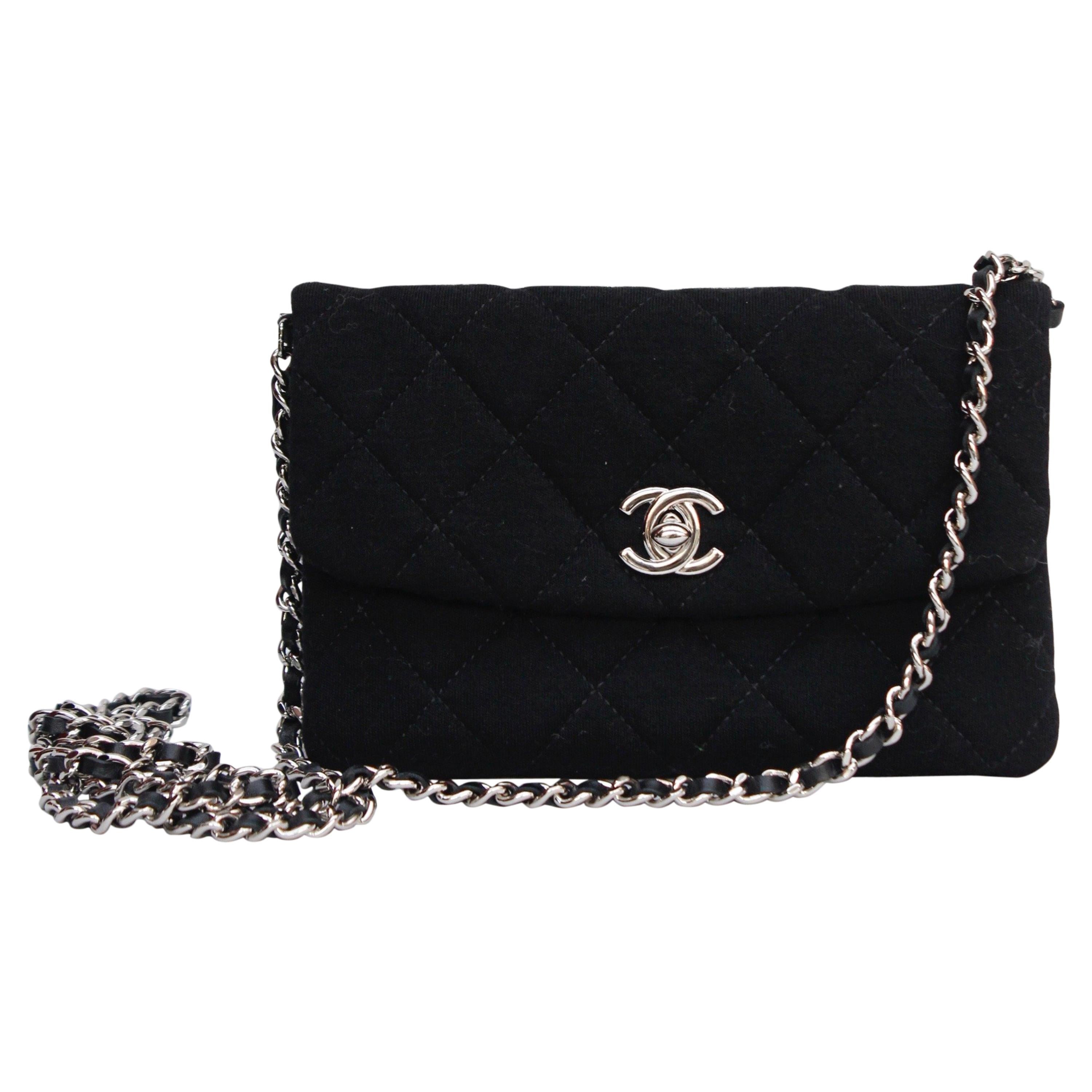 2011 Chanel nice little bag in black quilted jersey at 1stDibs