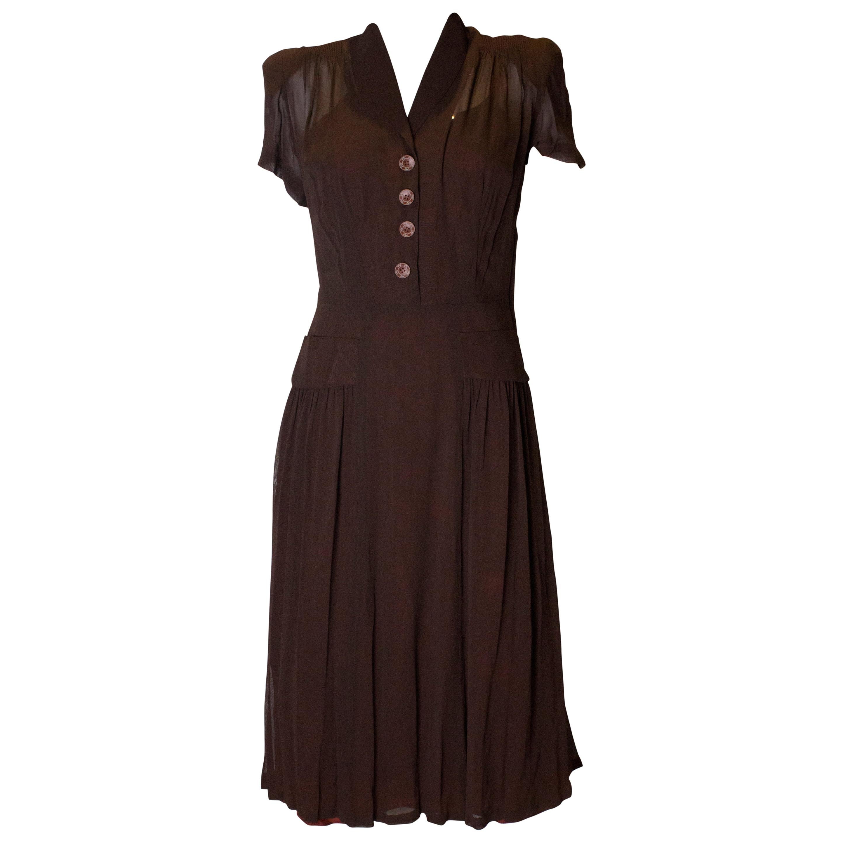 Vintage-Kleid aus den 1940er Jahren im Angebot