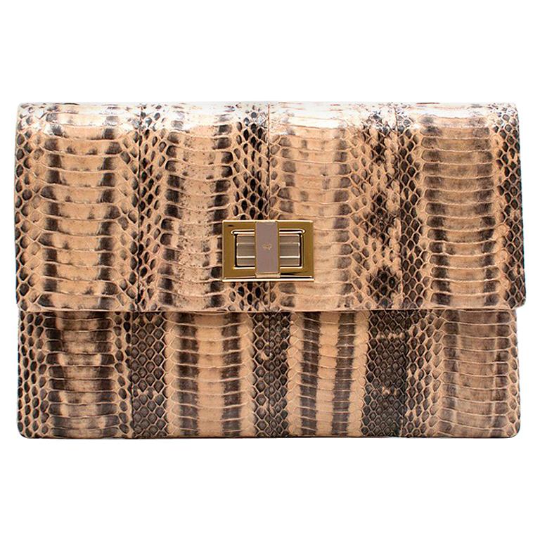 Anya Hindmarch Beige Python Valorie Clutch Bag