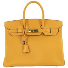 Hermes Birkin Handbag Jaune Courchevel with Gold Hardware 35