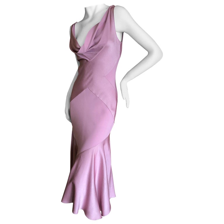 John Galliano Bias Cut Pink Diamond Pattern Cowl Draped Vintage Dress New w Tags 1