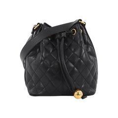 Chanel Vintage Bucket Bag Quilted Caviar Small
