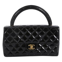 Chanel Vintage Twin Top Handle Flap Bag Quilted Patent Medium