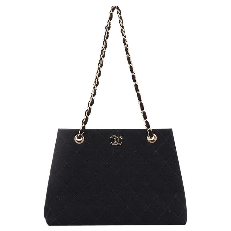 Chanel Vintage CC Chain Tote Quilted Grosgrain Medium at 1stDibs