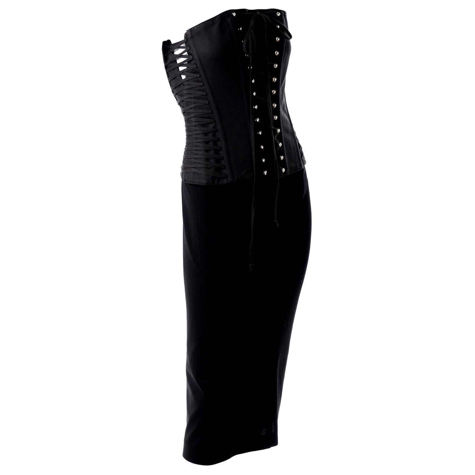 Dolce & Gabbana 2 Piece Dress With Black Corset Style Bustier & Pencil Skirt