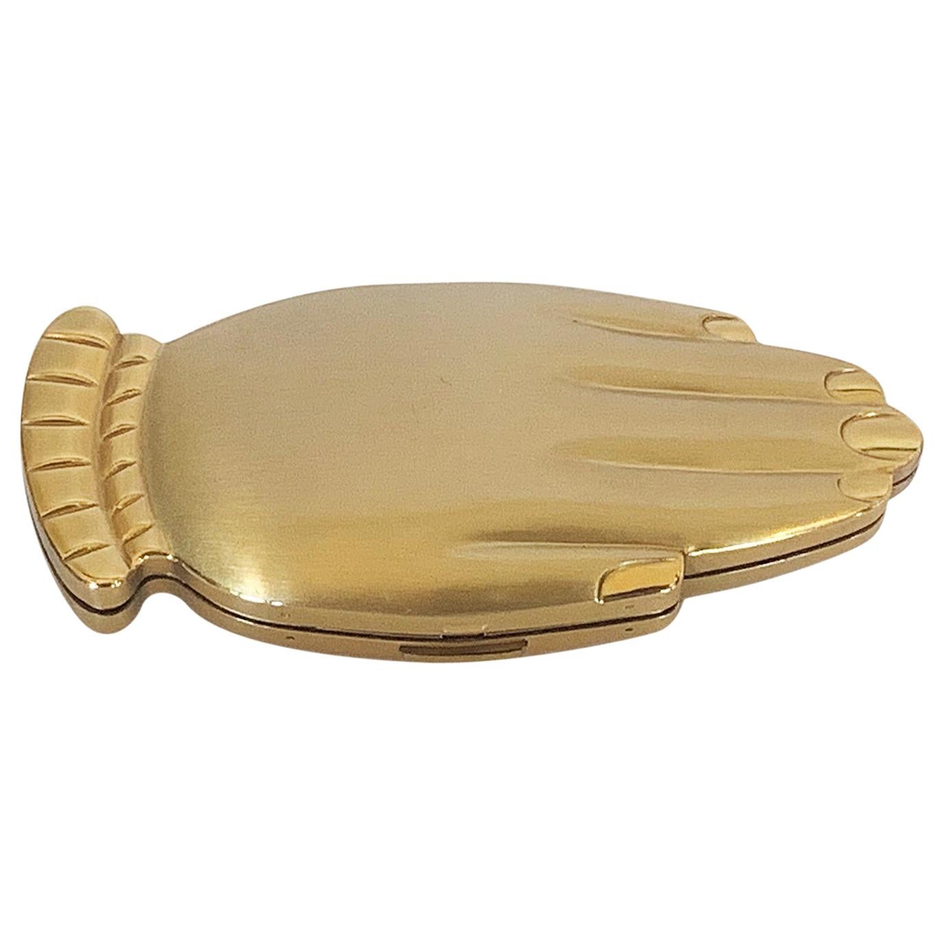 Volupte Home Coming Queen Golden Gesture hand figural compact in original box