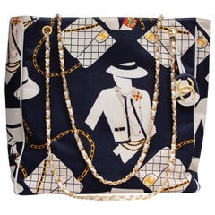 Retro Chanel “Coco Silhouette”s collector shopping bag in navy blue canvas