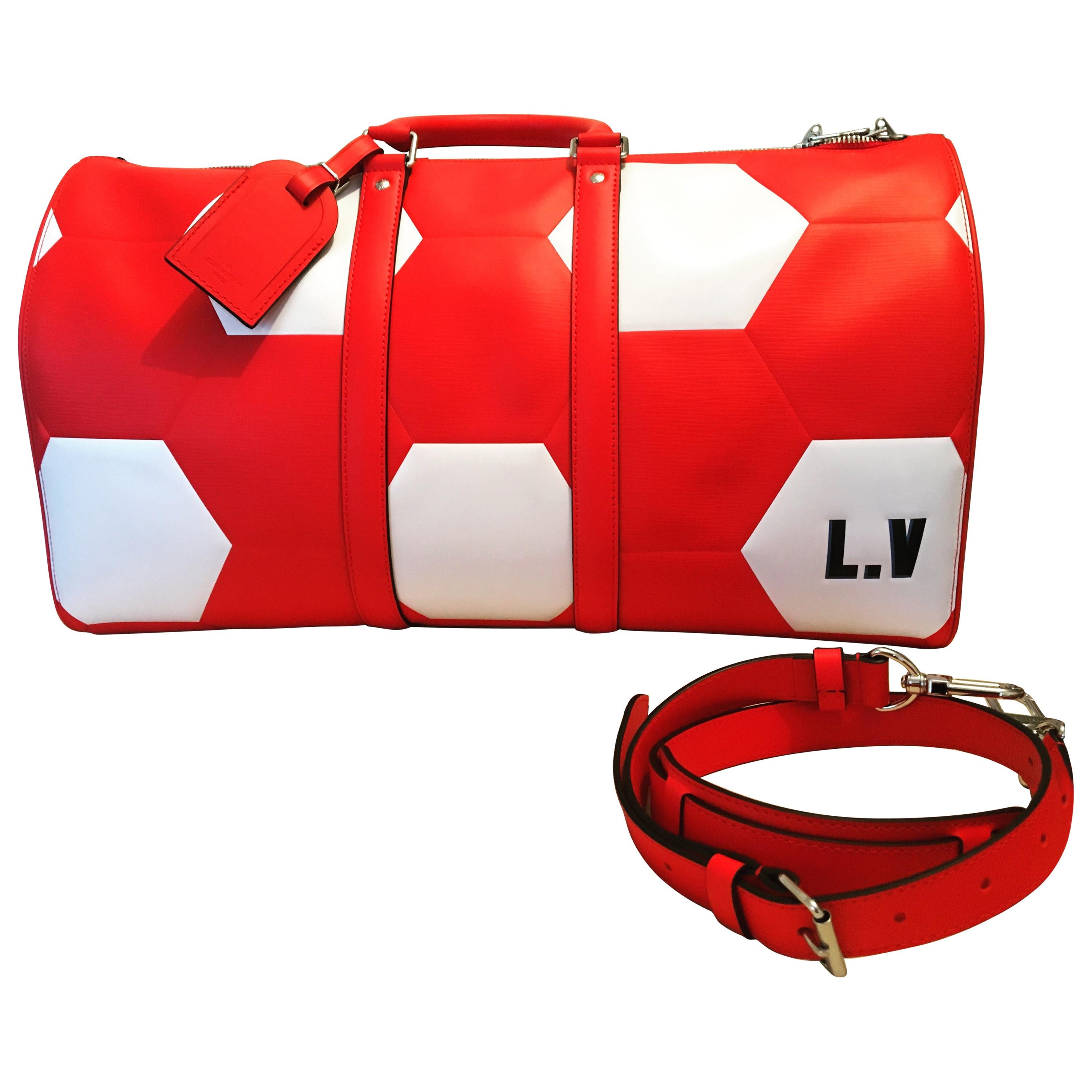 Louis Vuitton's 2018 World Cup Collection Bag, KEEPALL 50 EPI RED For Sale