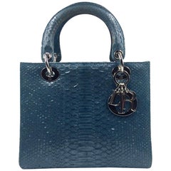 Christian Dior Lady Dior Python Blue Bag