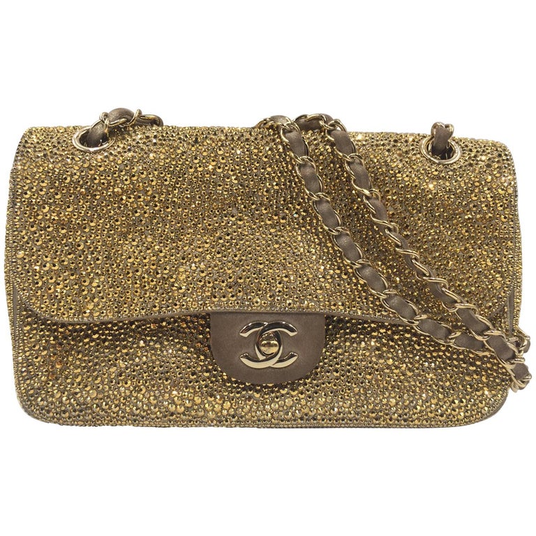 Chanel Timeless Gold Bag with swarovski crystal at 1stDibs | chanel  swarovski bag