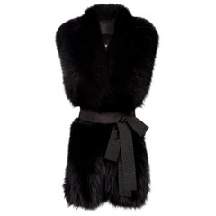 Verheyen London Legacy Black Fox Fur Stole with Silk worn 3 ways -  Brand New