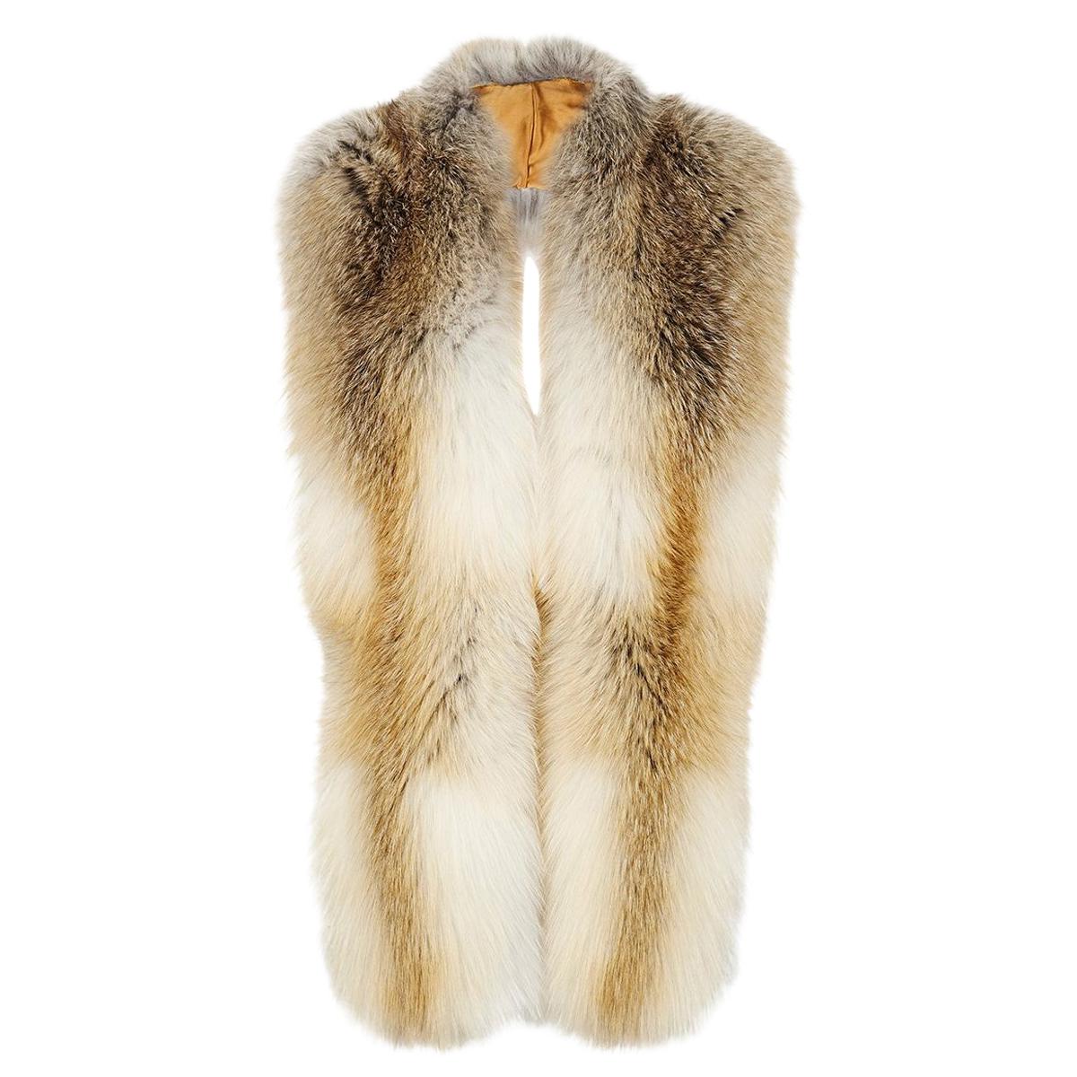 Verheyen London Legacy Stole Natural Golden Island Fox Fur - Lined in Silk & New