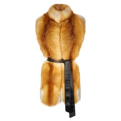 Used Verheyen London Nehru Collar Stole in Natural Red Fox Fur - Brand New