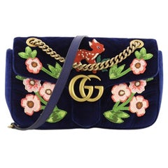  Gucci GG Marmont Flap Bag Embroidered Matelasse Velvet Small