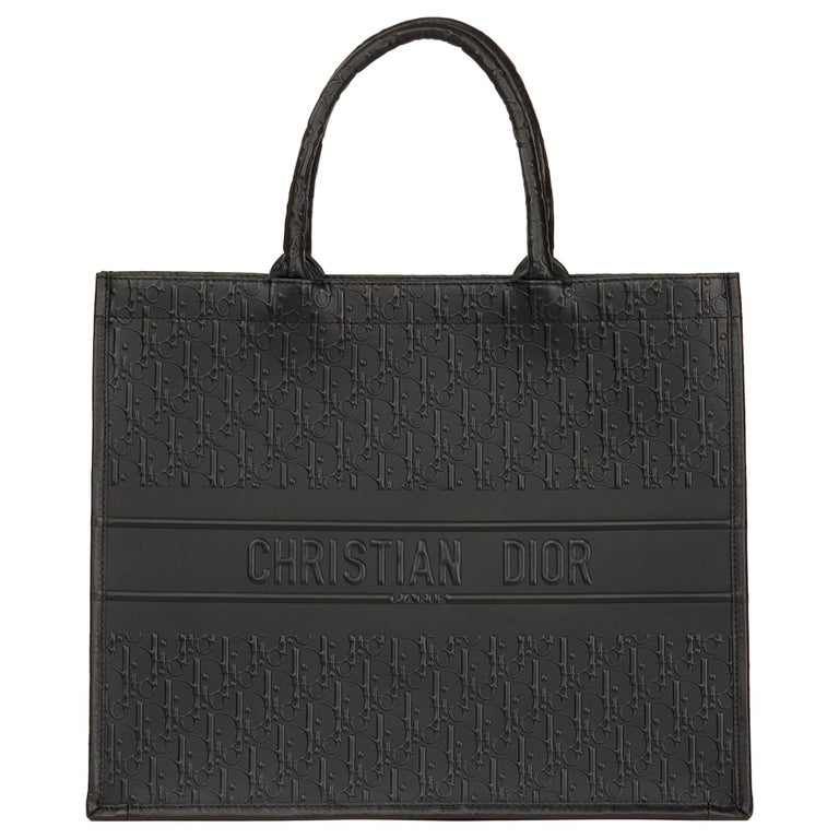 2018 Christian Dior Black Oblique Embossed Calfskin Leather Book Tote at 1stdibs