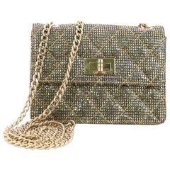 Chanel Mademoiselle Lock Crossbody Bag Quilted Glitter Fabric Mini