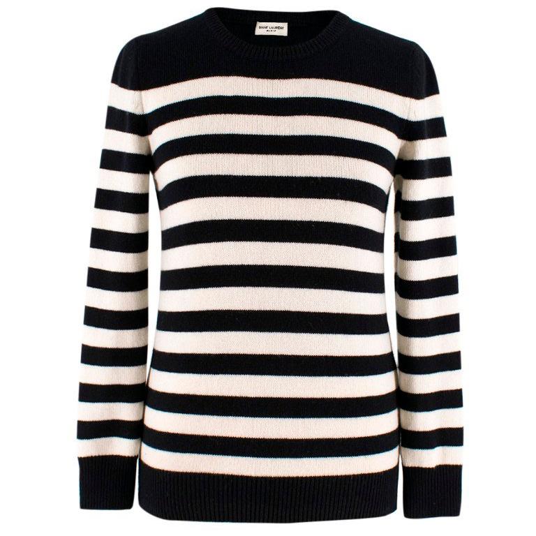 Saint Laurent Black and White Striped Cashmere Sweater For Sale at ...