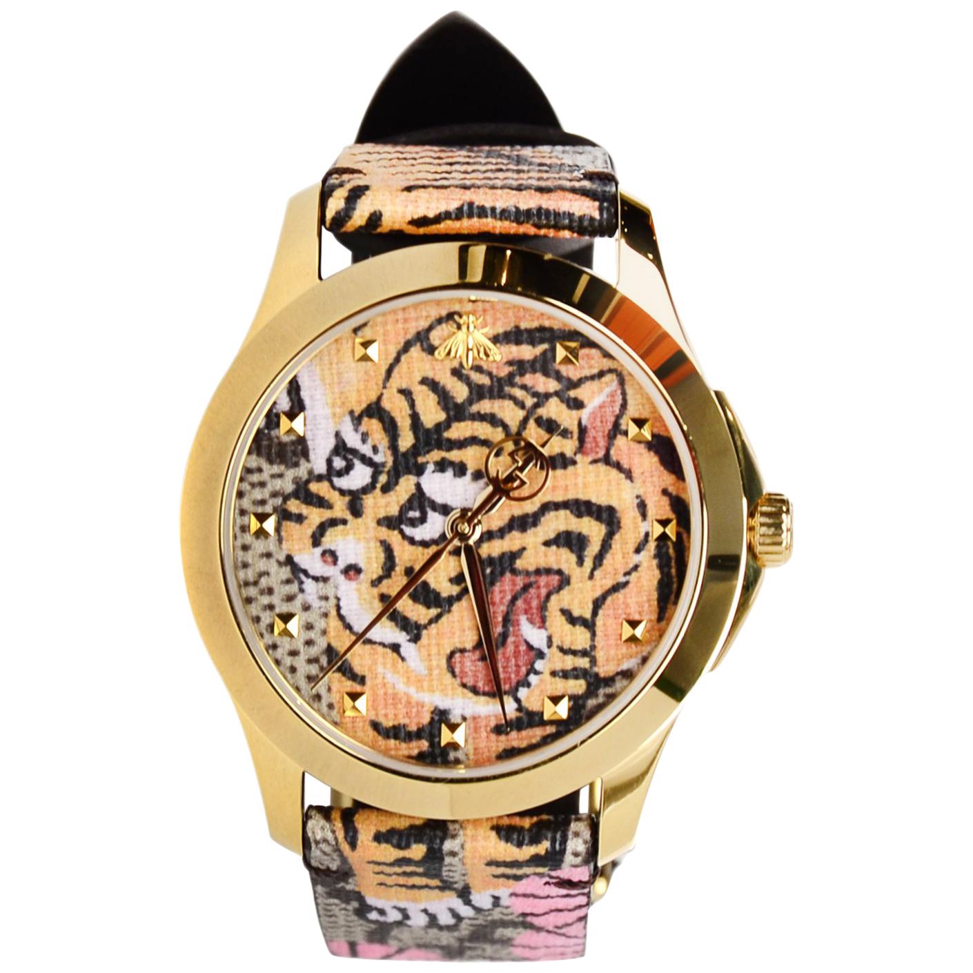 Gucci 38m Unisex Le Marche Des Merveilles Bengal Tiger Quartz Watch w. Box