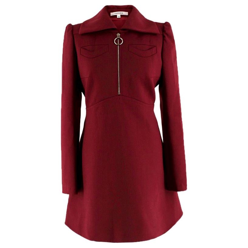 Carven Burgundy Zip-Front Dress im Angebot