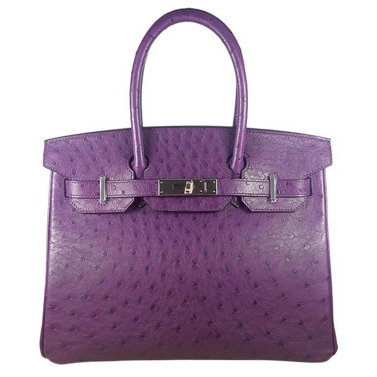 Hérmes 30cm Violet Ostrich Birkin Bag 1