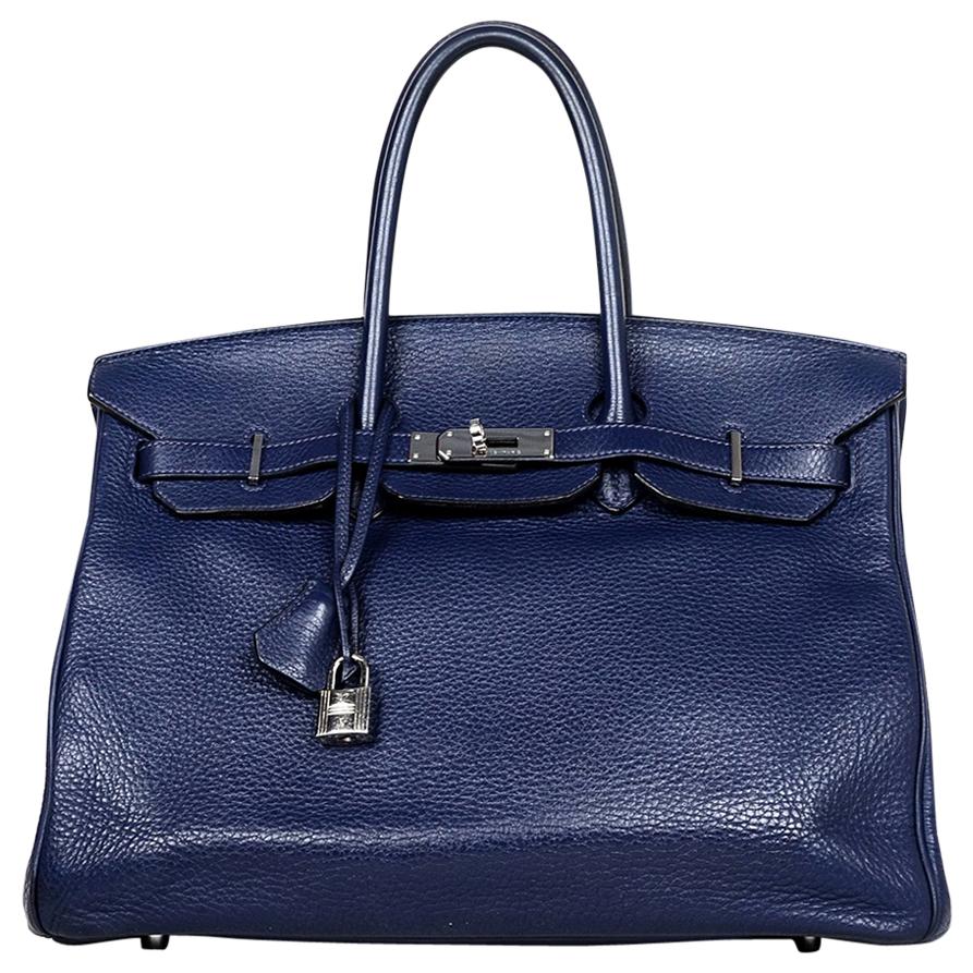 Hermes '10 Bleu De Malte Togo Leather 35cm Birkin Bag W/ Palladium Hardware