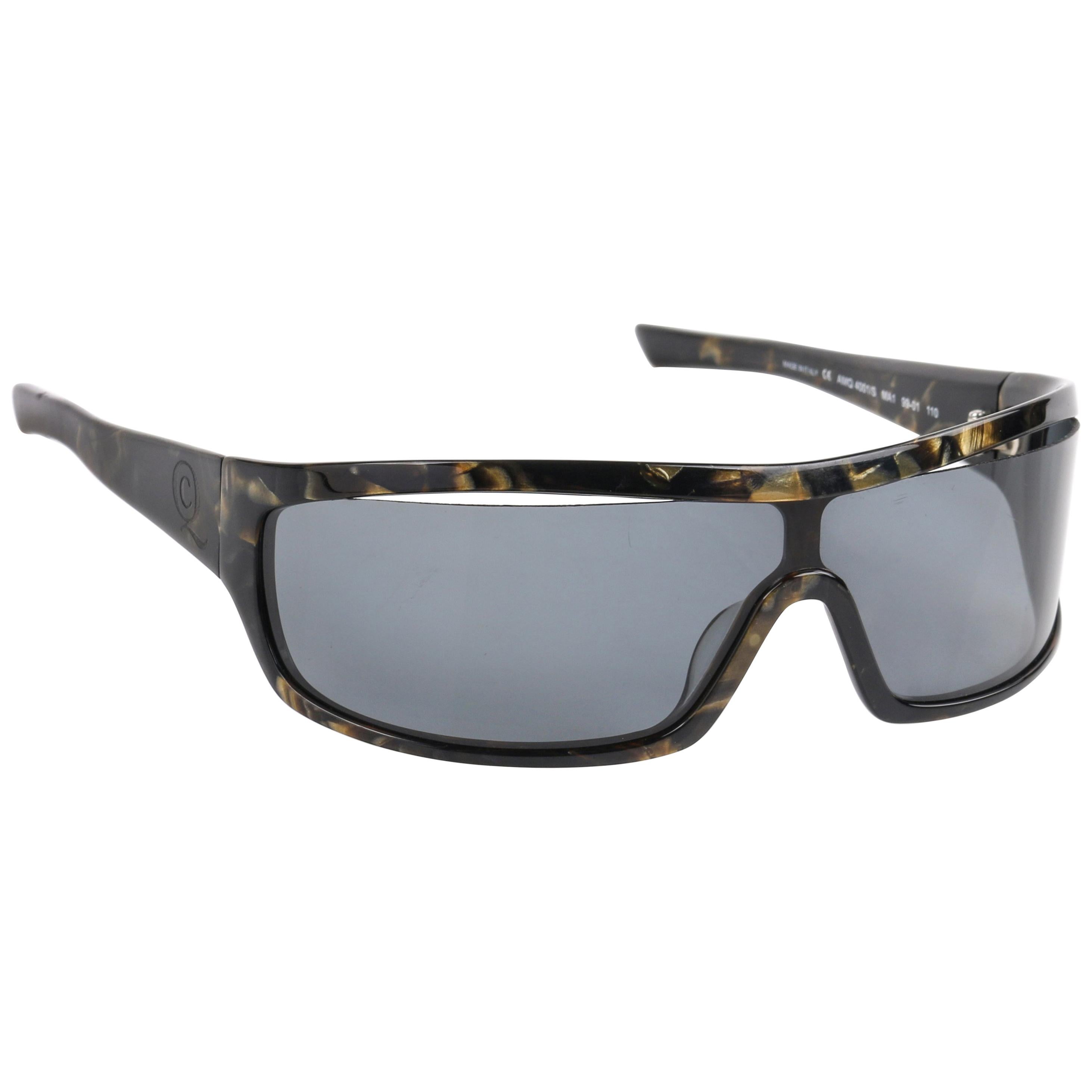 ALEXANDER McQUEEN Metallic Gold Tortoise Shell Shield Sunglasses 4001/S