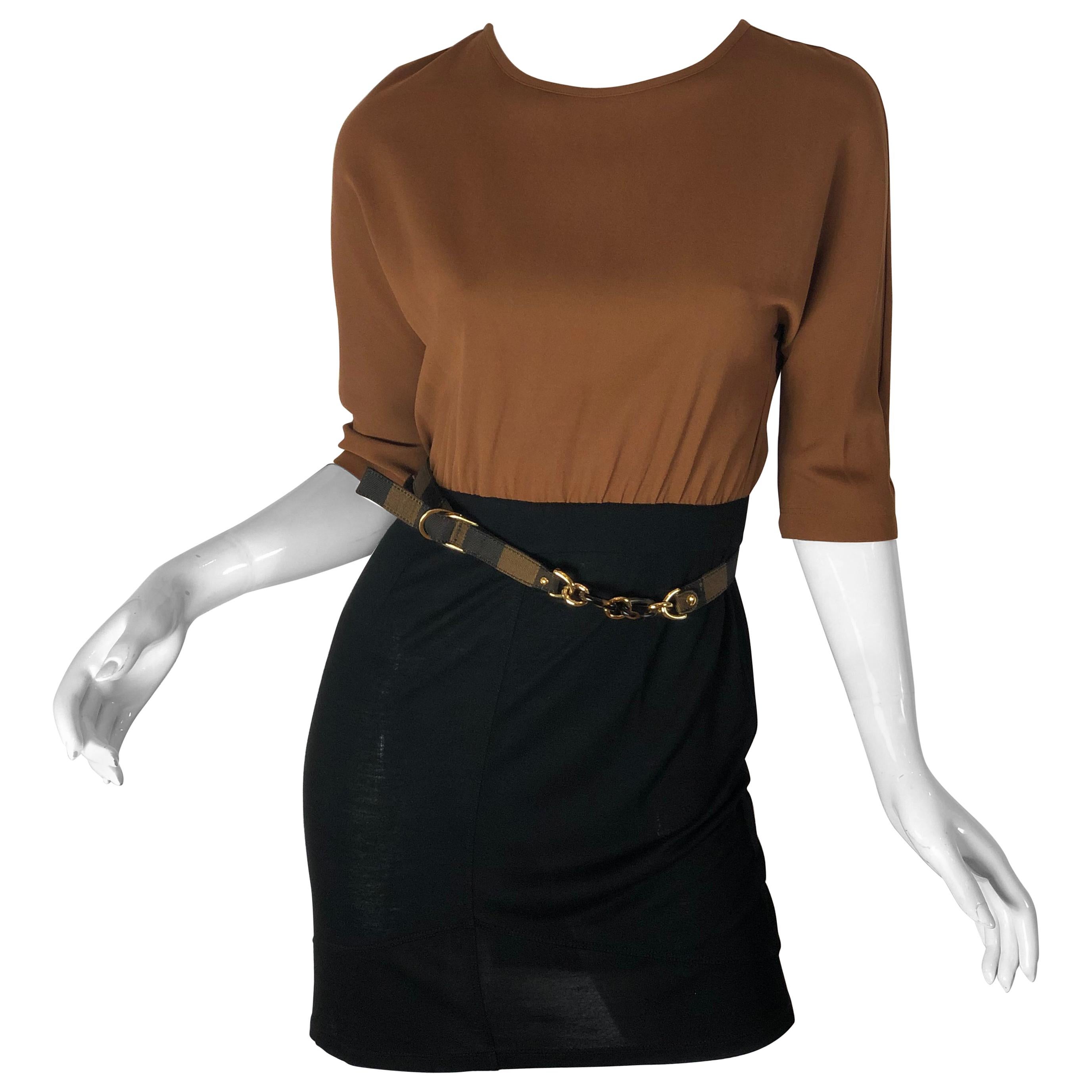 Fendi Color-block Dress w/ Belt
