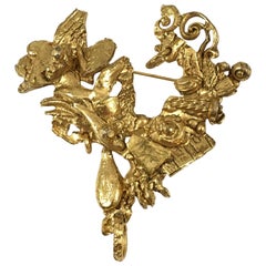 Christian Lacroix Abstract Heart Brooch, 1990s