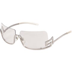 VERSACE Clear Half Rim Crystal Rhinestone Greek Key Sunglasses N20/H