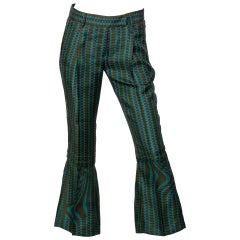 Prada Fairy Collection Green Purple Printed Flared Runway Pants, 2008