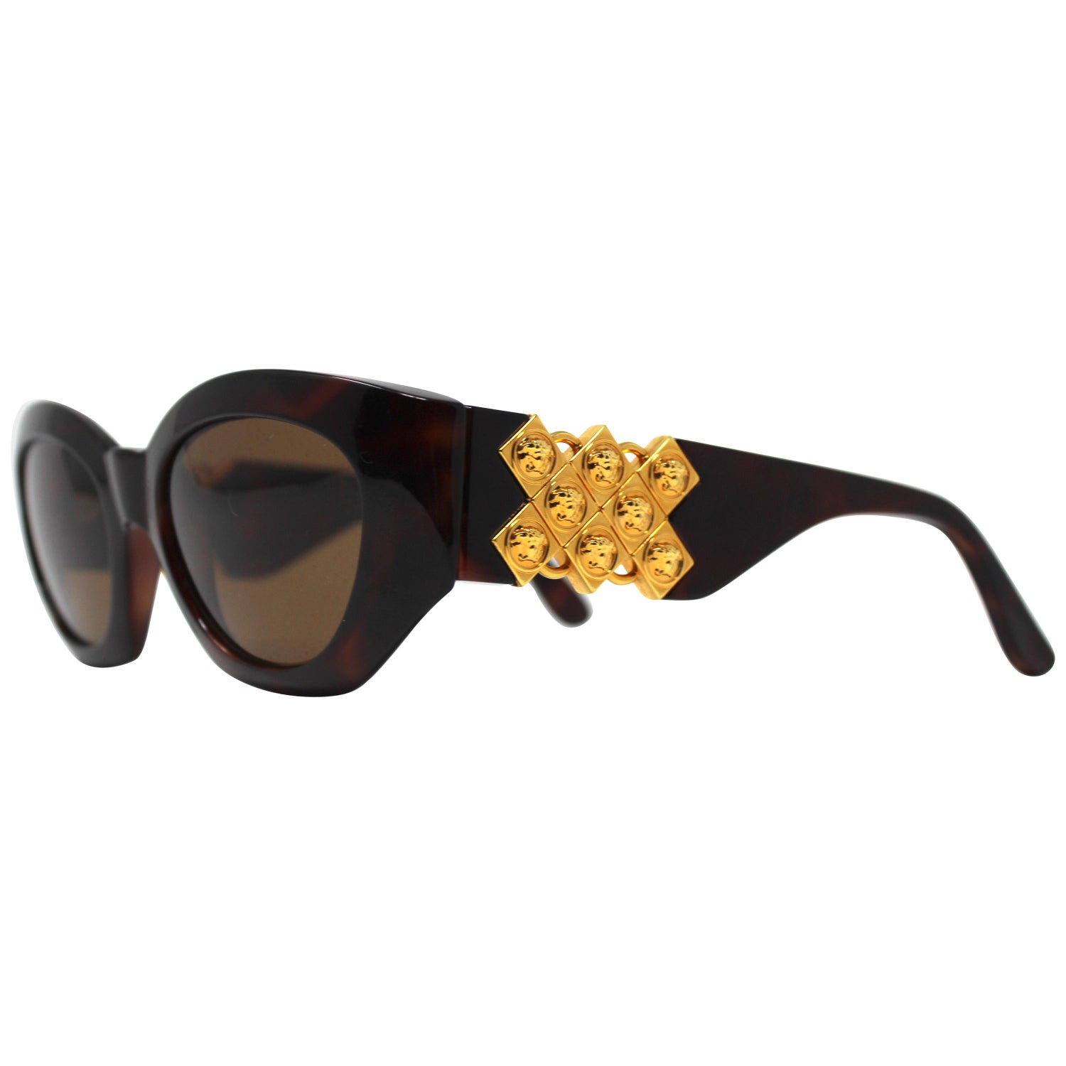 Gianni Versace Medusa Brown Sunglasses Mod 420/D Col 900 For Sale at 1stDibs