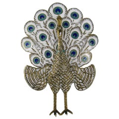 Retro Sterling Silver Enamel Peacock Figural Siam Pin