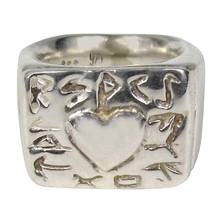  Sterling Silver Robert Lee Morris Heart Ring 1990s  For Sale