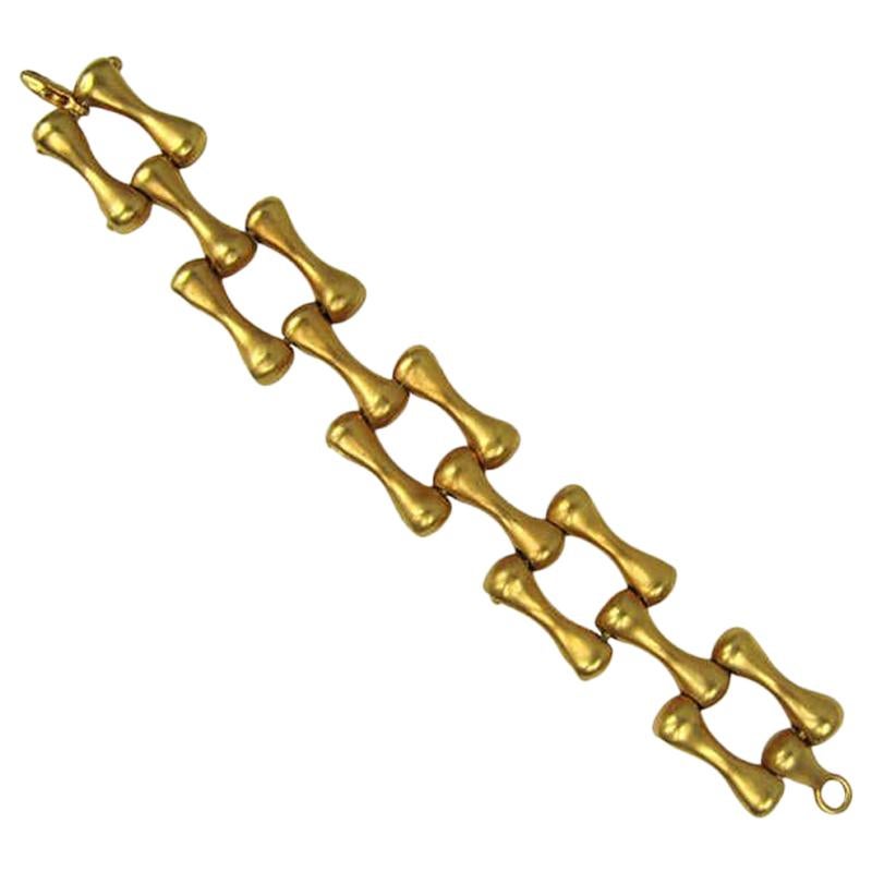 Robert Lee Morris Gold bone link bracelet 1990s For Sale