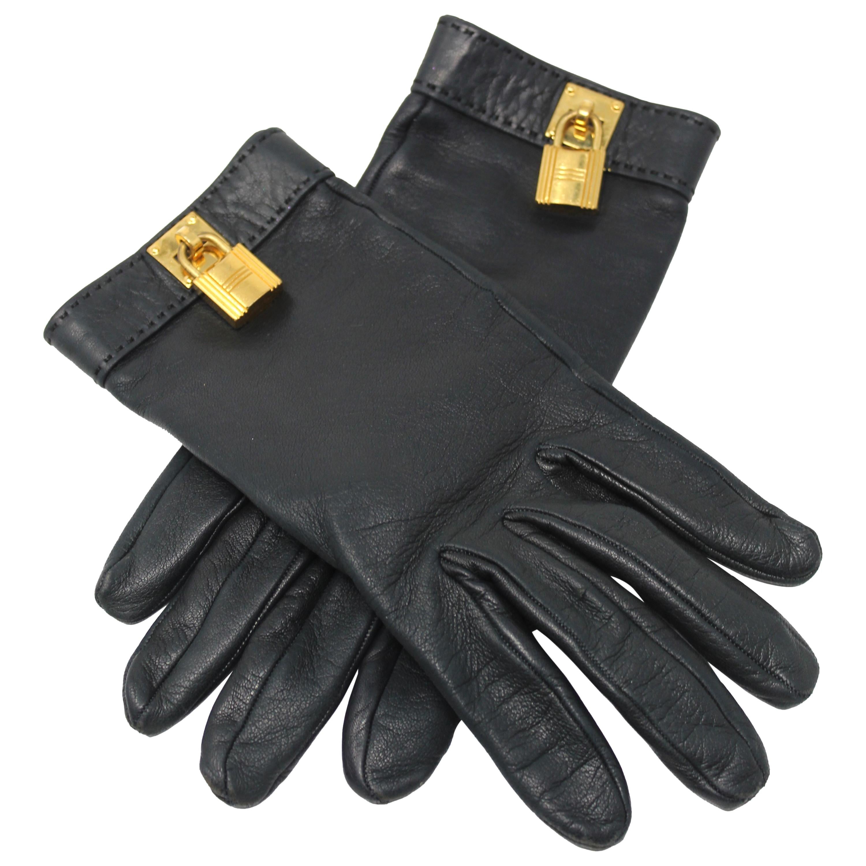 Hermès Kelly Cadena Driving Lambskin Gloves, Size 7 For Sale
