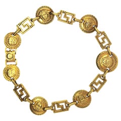 Gianni Versace Gold Medusa & Greek Key Choker, c. 90's 