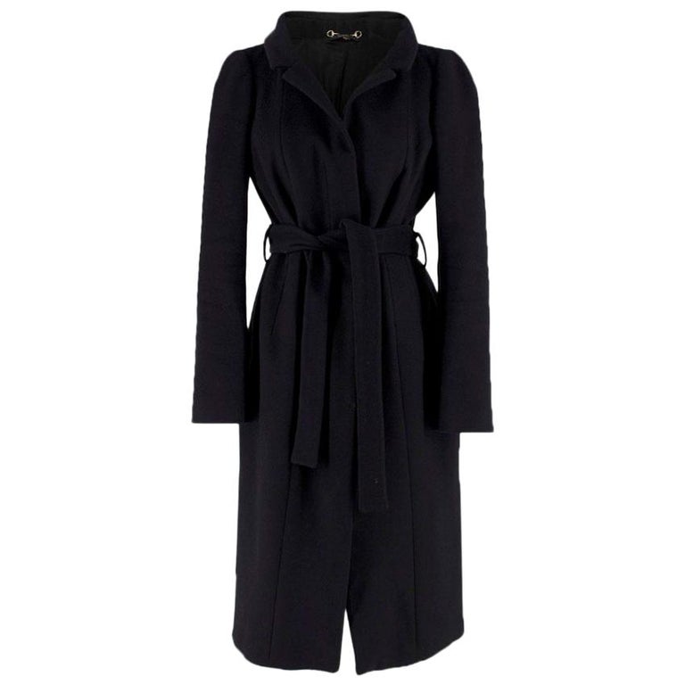 Gucci Black Wool Wrap Coat For Sale at 1stdibs