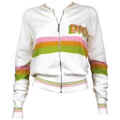 Christian Dior Cream Zip-Up Cardigan with Logo, S / S 2003, Size US 4