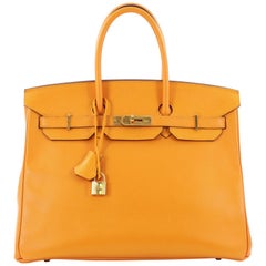 Hermes Birkin Handbag Yellow Epsom with Gold Hardware 35