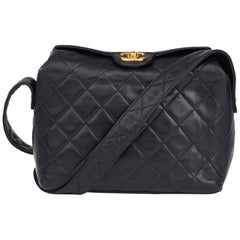1992 Chanel Navy Quilted Lambskin Vintage Classic Single Flap Bag