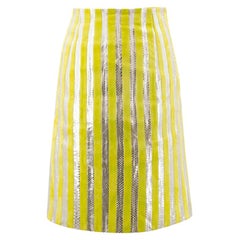 Prada Suede and Snakeskin Striped Pencil Skirt