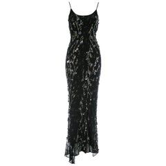 Retro Dolce & Gabbana black silk chiffon embellished evening dress, S/S 1999