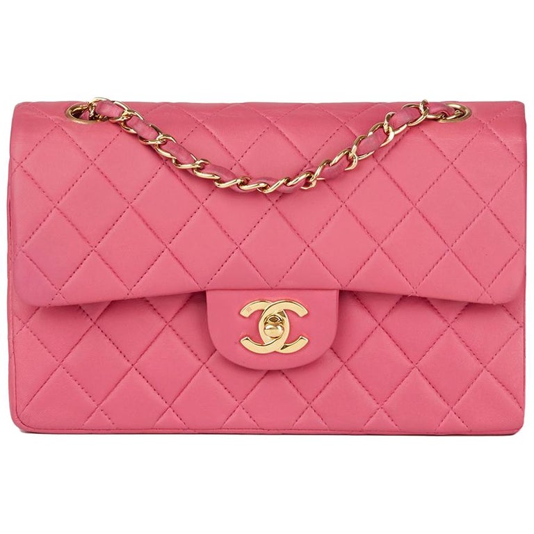 2003 Chanel Pink Quilted Lambskin Small Classic Double Flap Bag at